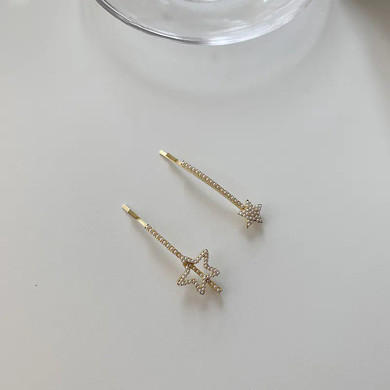 Elegant Pearl Star Hair Clips - Korean Hair Accessories