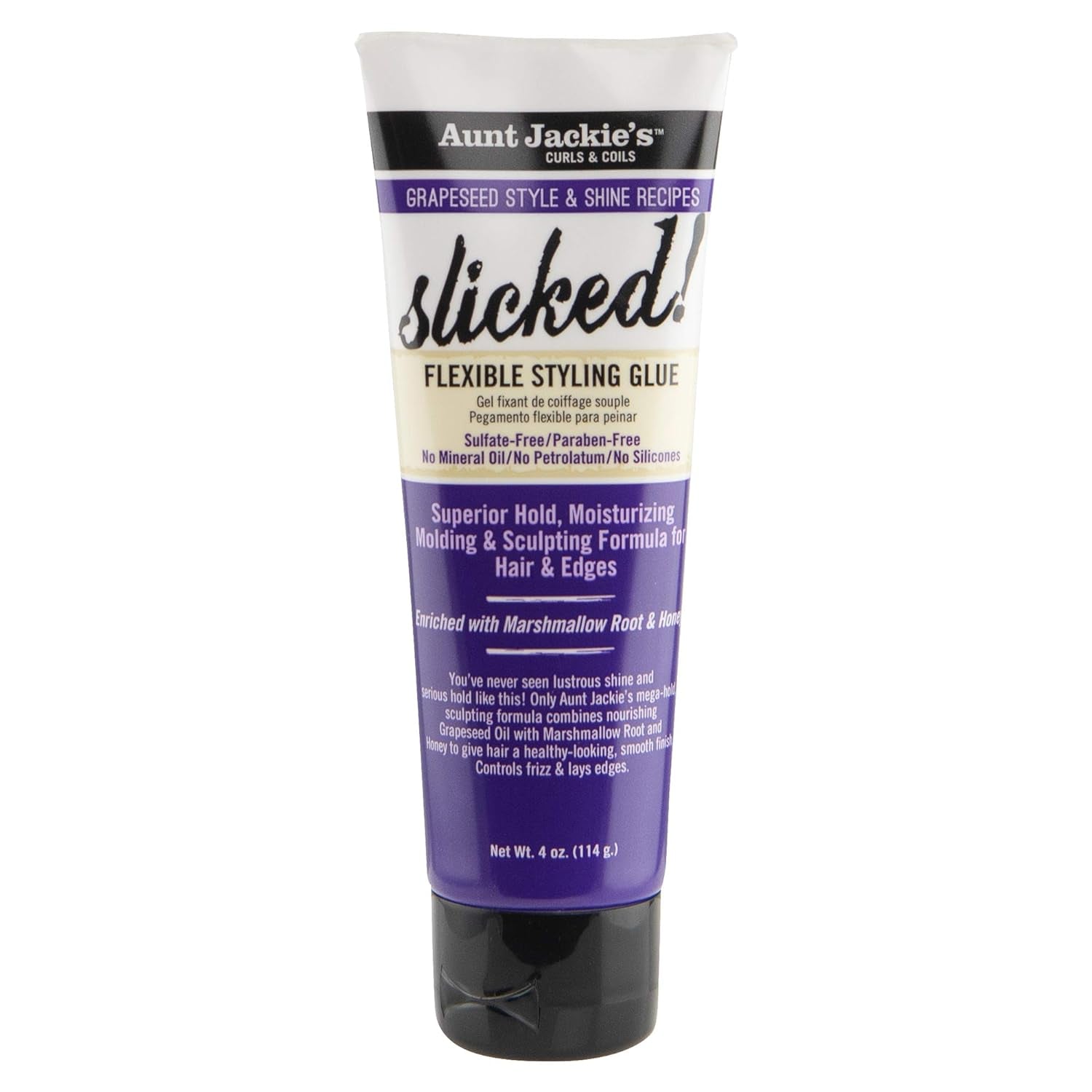 Grapeseed Style and Shine Recipes Slicked Flexible Hair Styling Glue, Superior Hold, 4 Ounce