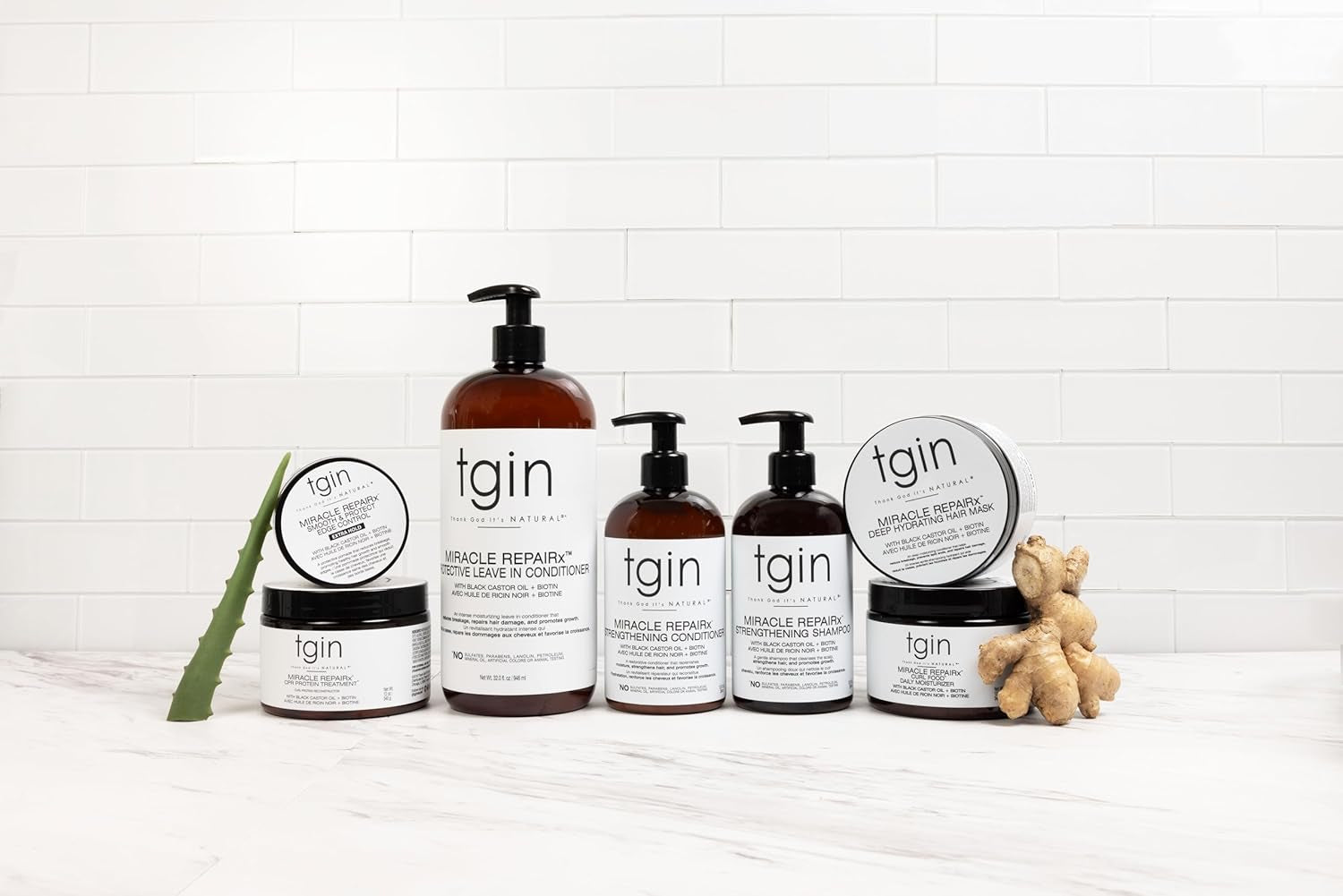 Tgin Miracle Repairx Protective Leave in Conditioner for Curly, Coily, and Wavy Hair, with Biotin and Black Castor Oil, Repairs and Restores Damaged, Color-Treated Hair, 13 Oz