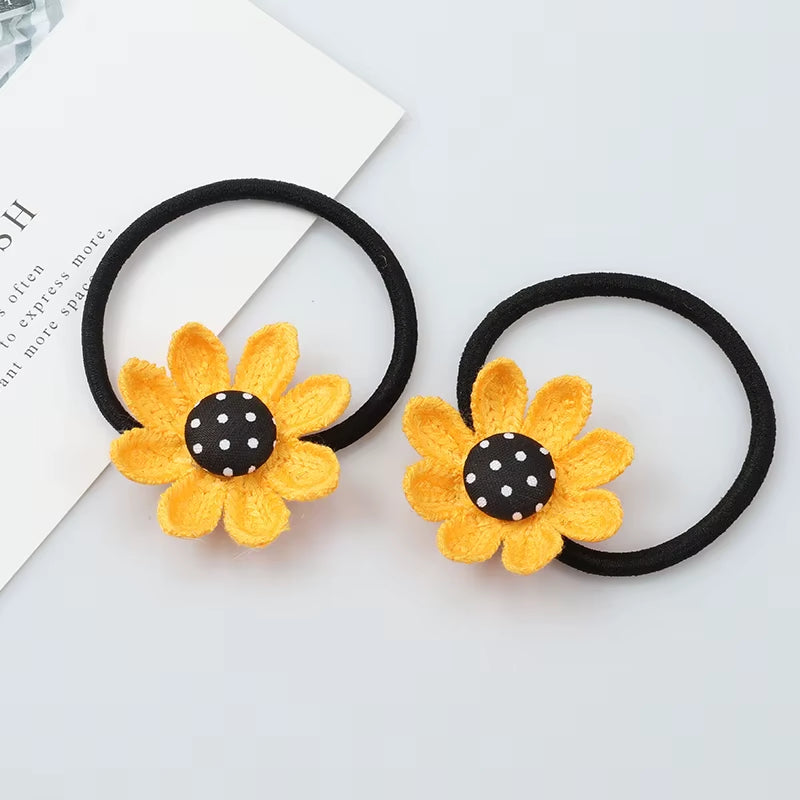 2Pcs Sunflower Hairpin Baby Hair Ring Hair Accessories Elastic Rubber Band Hair Band Girl Tie Hair Rubber Band Hair Accessories