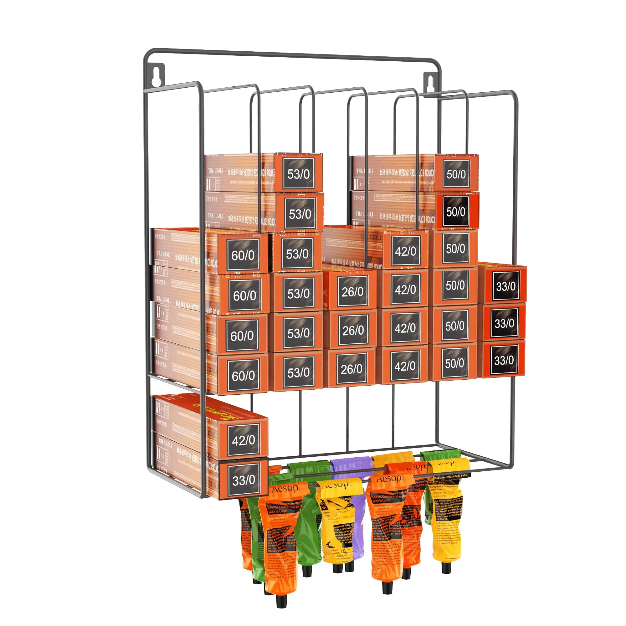 Salon Hair Color Tube Storage Rack Hair Color Metal Rack Wall Mount
