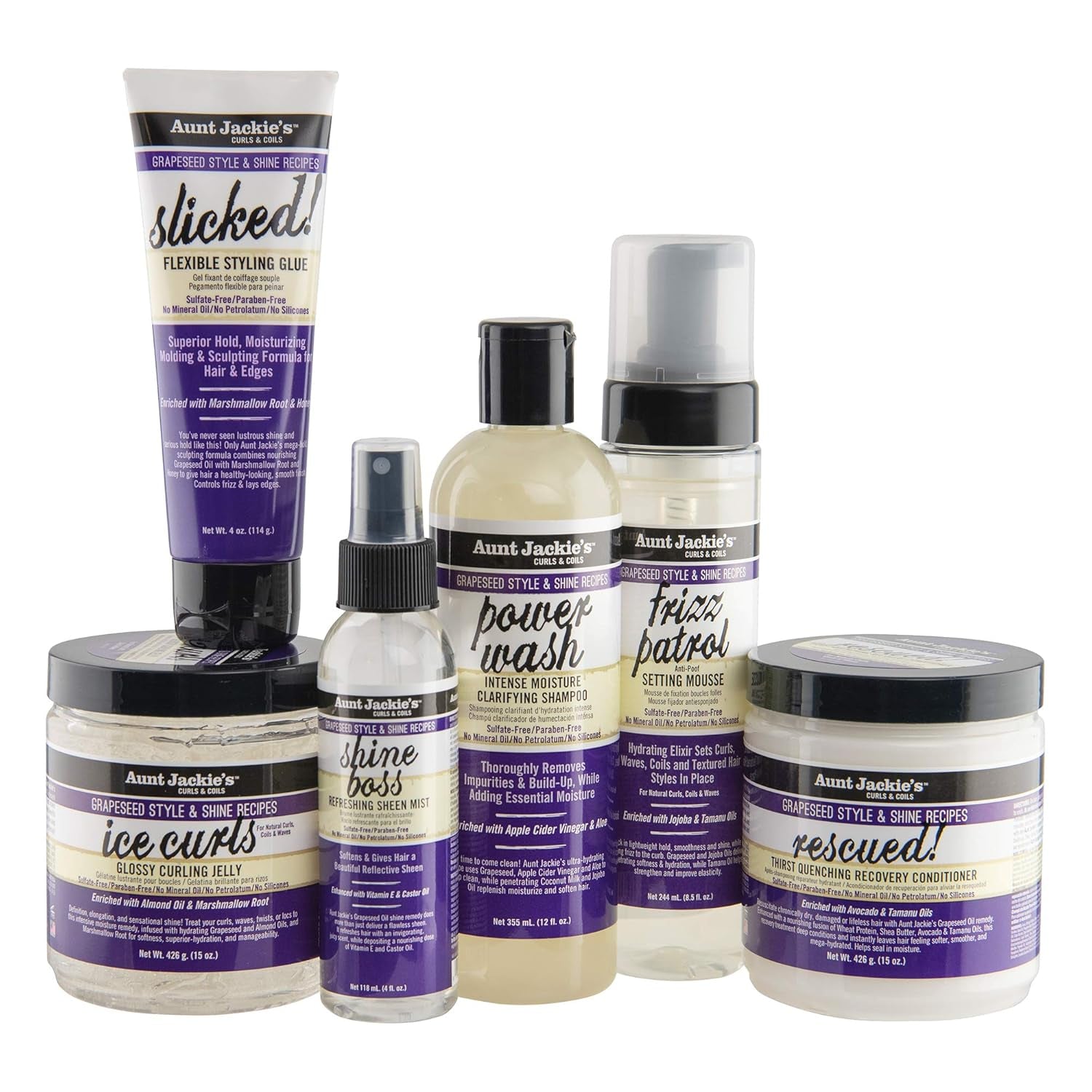 Grapeseed Style and Shine Recipes Slicked Flexible Hair Styling Glue, Superior Hold, 4 Ounce