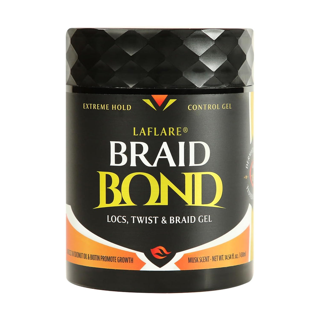 Braid Bond Gel Bulk 14.54 Oz. | Extreme Hold for Natural & Kids Hair, Vegan, Nourishing, Braiding Hair, Twist Hair. (Musk)
