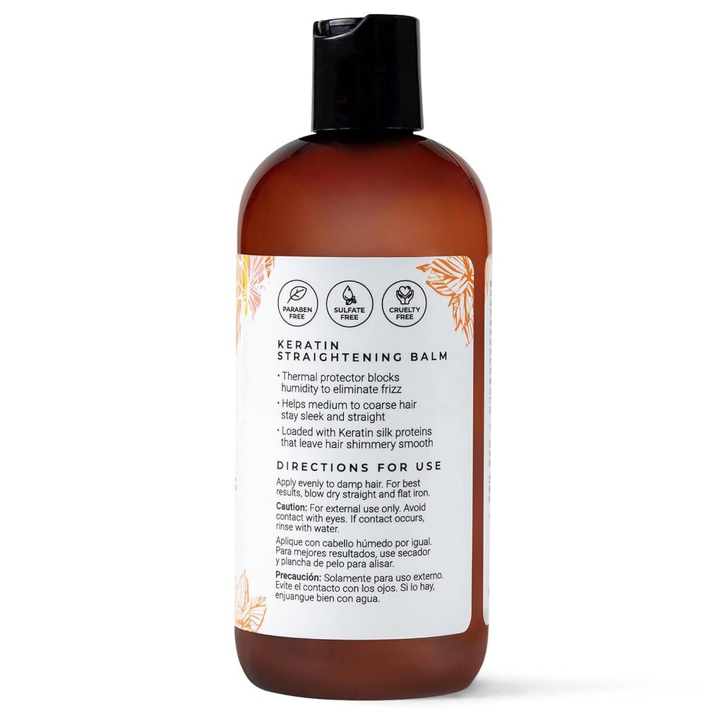 Keratin Straightening Balm | Heat Protectant | At-Home Treatment | Frizz Prevention | Hair Moisturizer | 4.25 Ounces