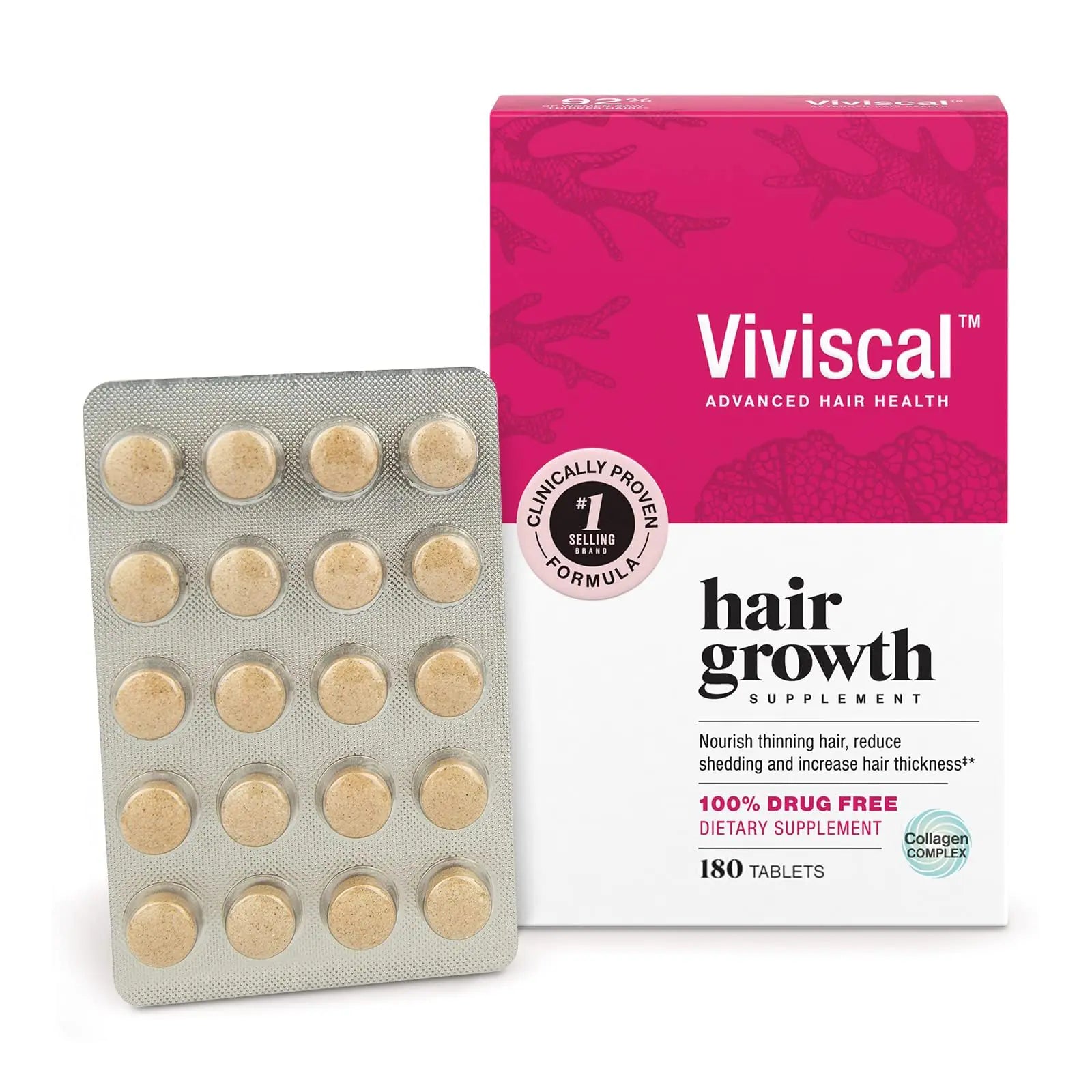 Viviscal Hair Growth Supplements for Women Clinically Proven Hair Growth 180 Tablets - 3 Month Supply