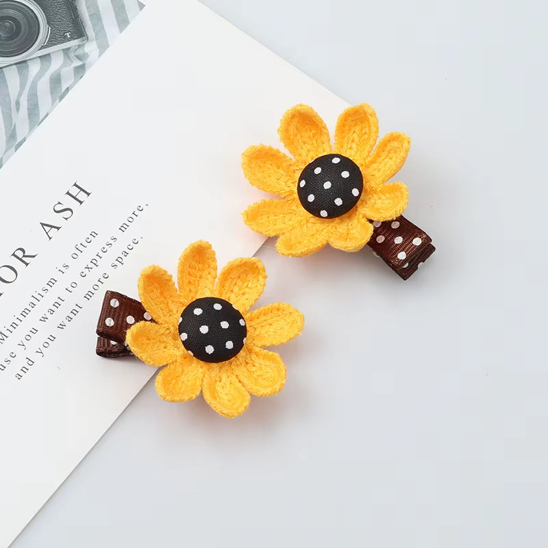 2Pcs Sunflower Hairpin Baby Hair Ring Hair Accessories Elastic Rubber Band Hair Band Girl Tie Hair Rubber Band Hair Accessories