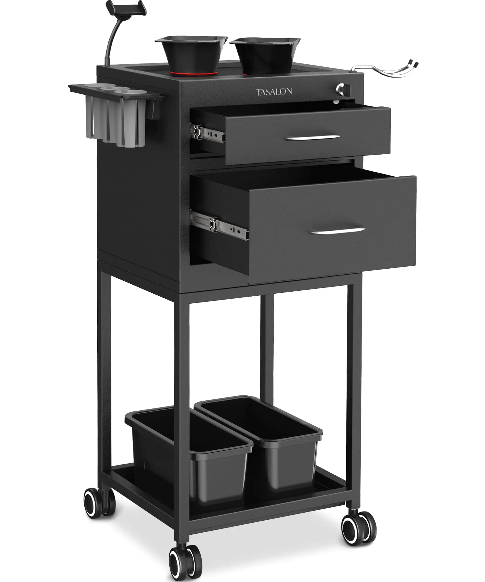Salon Metal Trolley Cart for Salon Station - Hair Stylist Multipurpose Cart (Black)