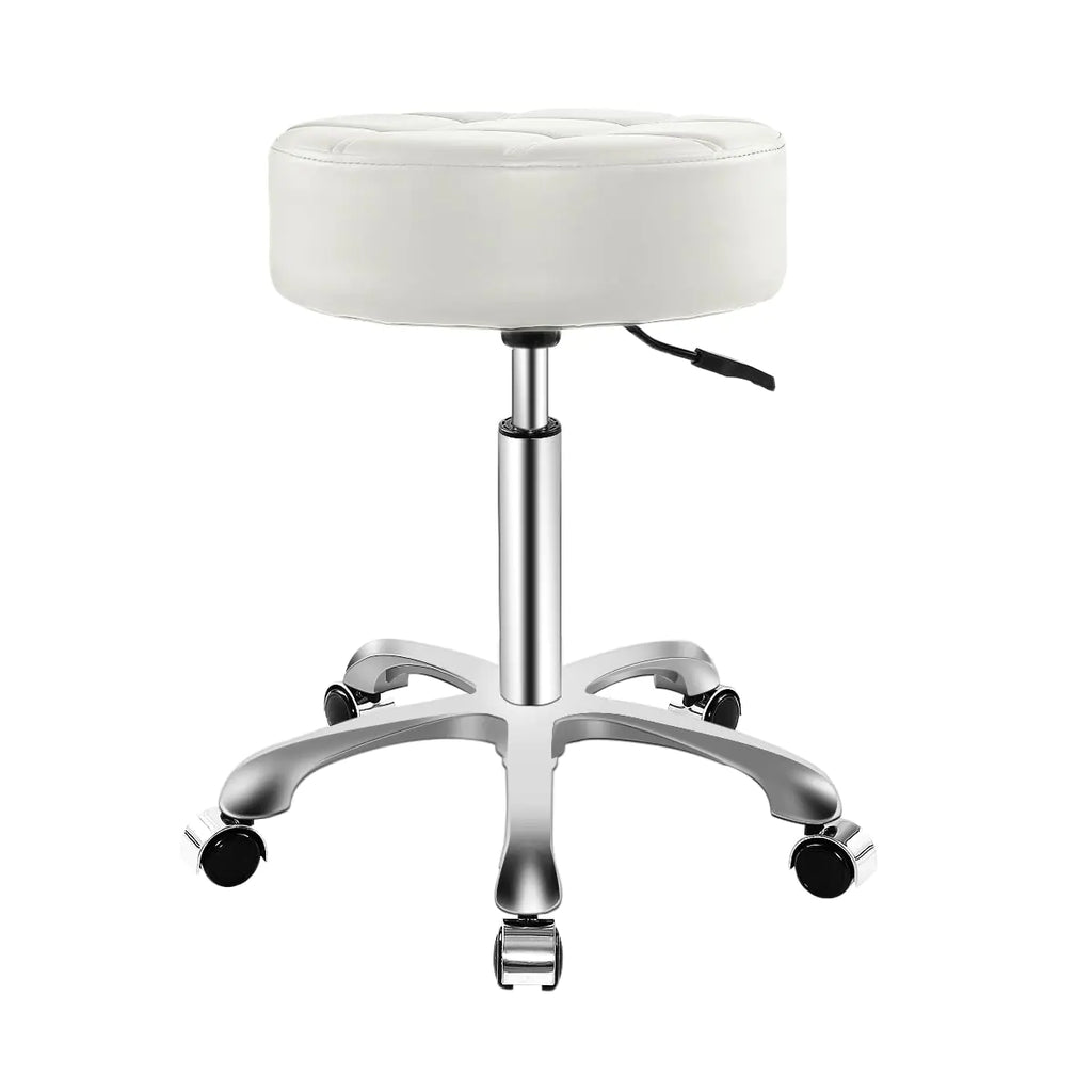 Ainilaily Rolling Stool with Wheels Thick Cushion Heavy Duty Esthetician Hydraulic Chair Stool for Work Medical Tattoo Salon Office (White)